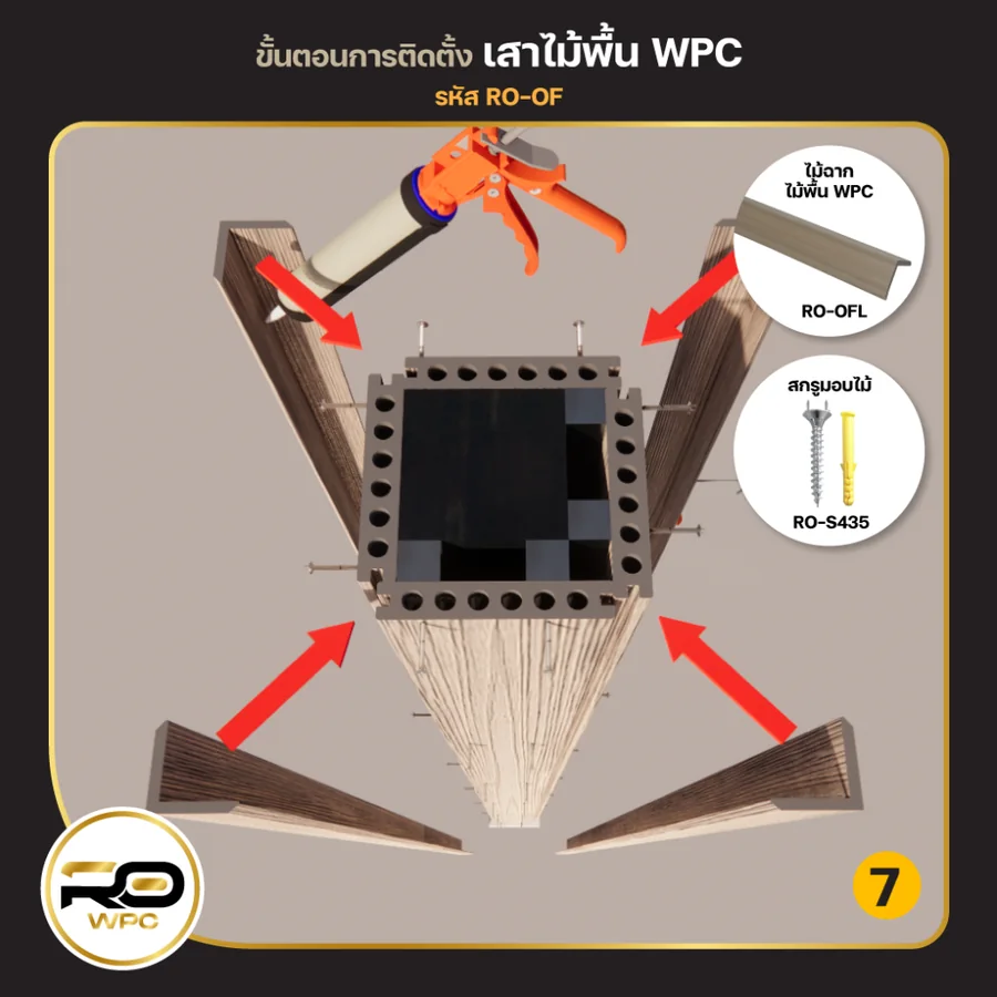 ขั้นที่ 7 — ทำเสาจากไม้พื้น WPC